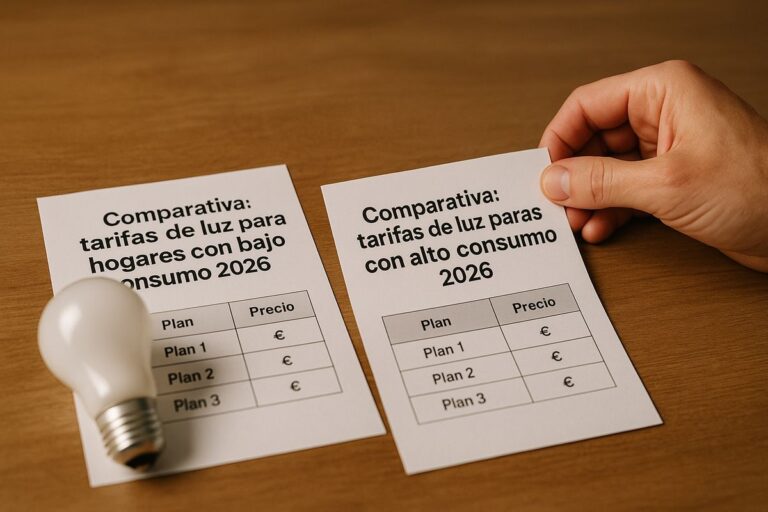 Comparativa: tarifas de luz para hogares con bajo y alto consumo 2026
